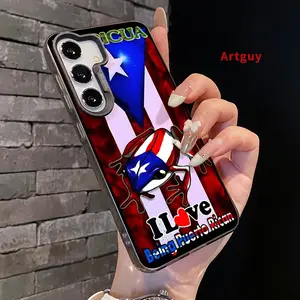 Phone Case for Samsung Galaxy S24 Plus S25 Ultra S23 Ultra S22+ Puerto Rico Frog Tribute Patterned Full Body Protection Anti-Scratch PC Smartphone Cover Cellphone Protective