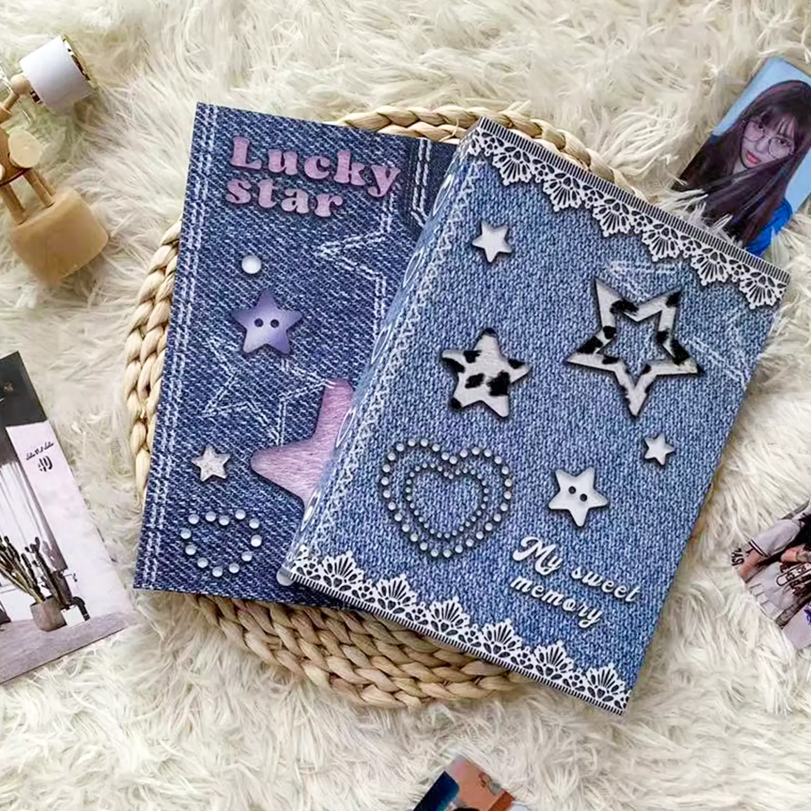 A5 New Jeans Style Photocard Binders KPOP Photocard Binder A5 Collect Book & Holder with 6 Rings Plastic Cover Set