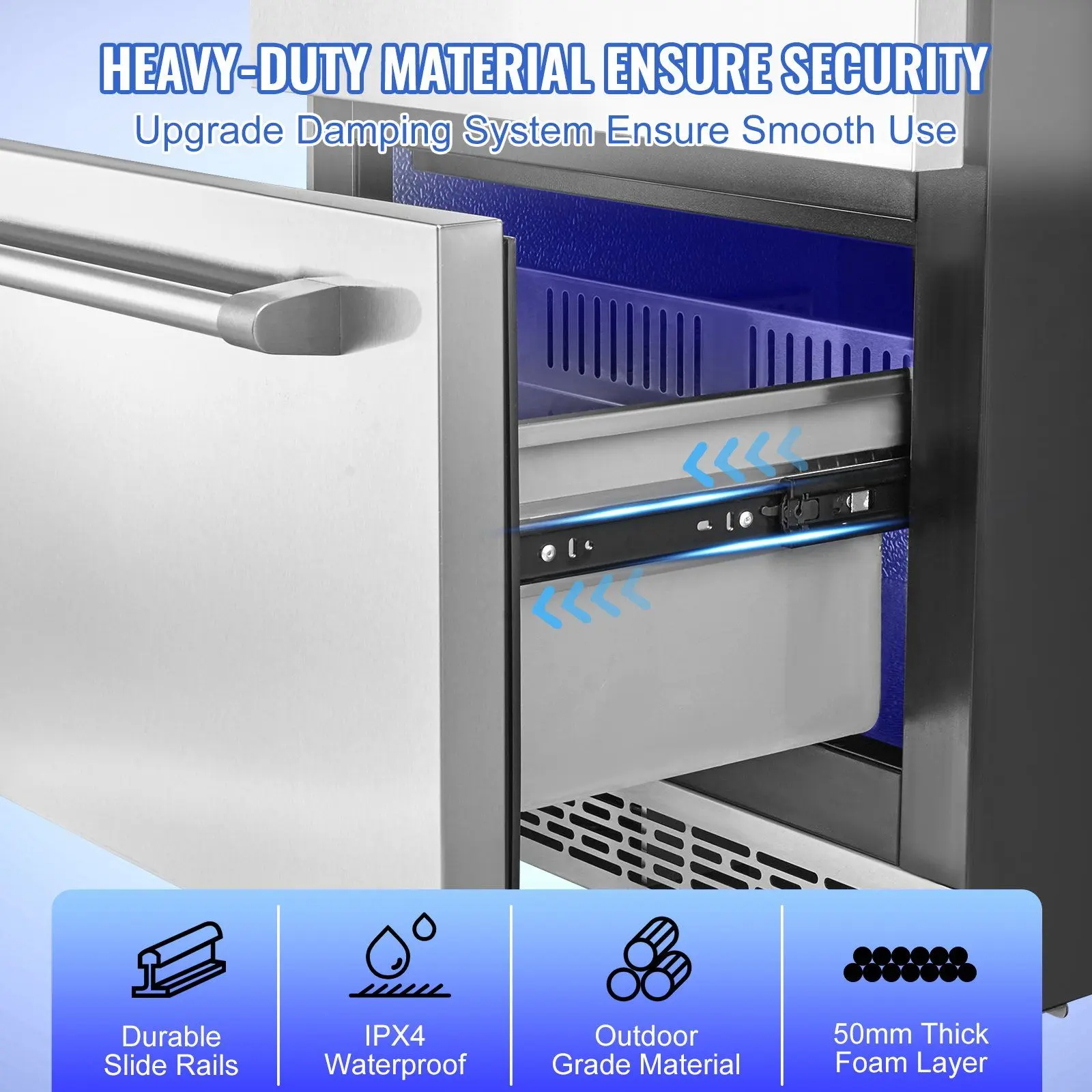 24-Inch 4.87 Cu.ft. 2-Drawer Undercounter Refrigerator, Spring New Arrival with Different Temperatures (-18~3°C Lower), 87W, 22"x23.4"x34.3"/560x595x870mm, 50kg Waterproof Unit for Home Use (Tools & Hardware), -18~3 Celsius Degrees (Lower)