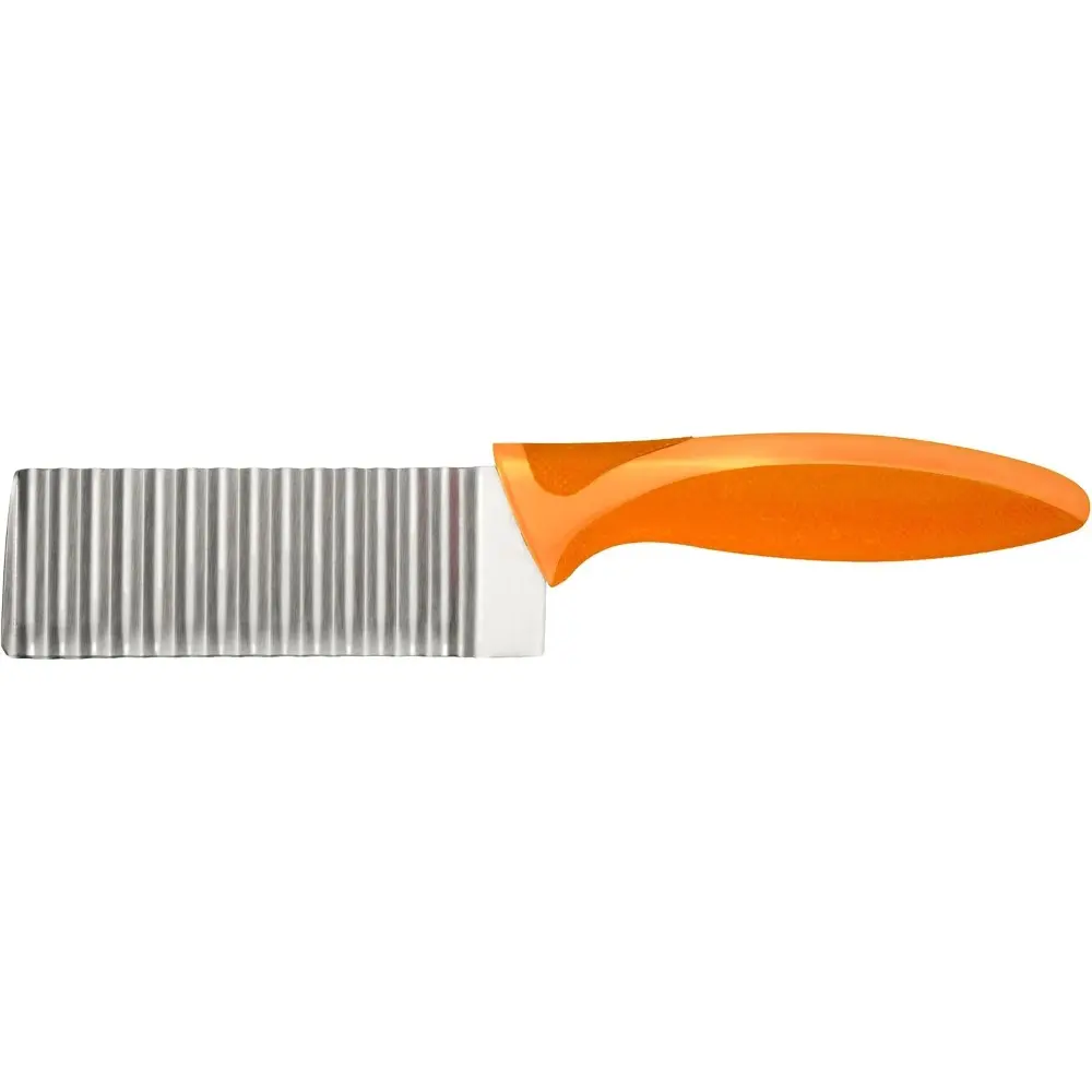 Stainless Steel Wavy Blade Crinkle Cutter Knife - Ergonomic Soft Touch Grip, Durable Kitchen Knife for Home Cooking, Dicing Vegetables, Slicing Potatoes