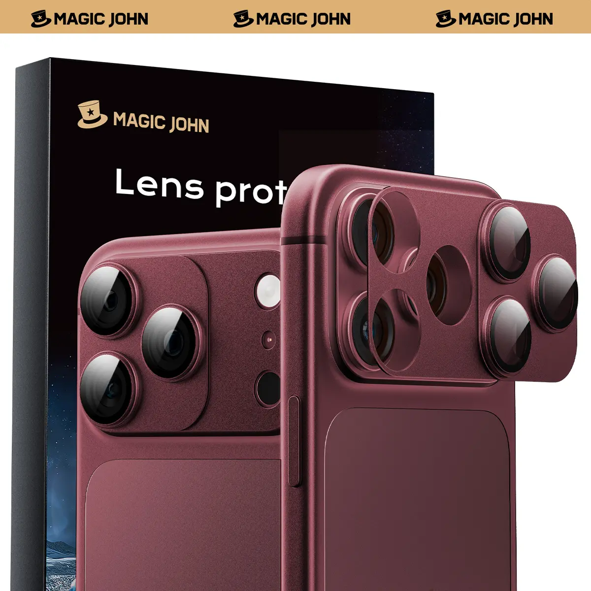 MAGIC JOHN Blue-Magnetic+Integrated Camera Lens Protector for iPhone 18/17 Pro/Pro-Max, Phone Accessories, 99% Transparency, HD Clarity, Scratch-Resistant, Durable, Magnetic Closure, Easy-Remove Installation