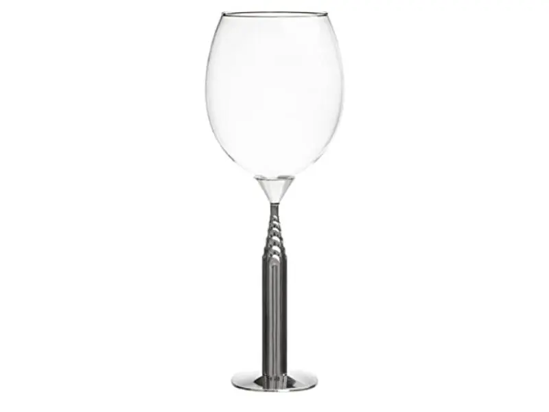Godinger Chrysler Building Attractive All-Purpose Wine Glass - Premium Kitchen Drinkware, 4 in (l) x 4 in (w) x 10 in (h), Durable Indoor Daily Use Glassware, 4X4x10", Adults