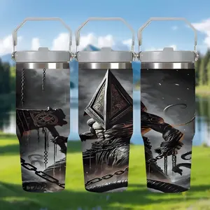 1pc 30oz Silent Hill Executioner Stainless Steel Vacuum Insulated Bottle Cup, Triangular Head, Leak-Proof Non-Slip Handle, Ideal for Camping Travel Office