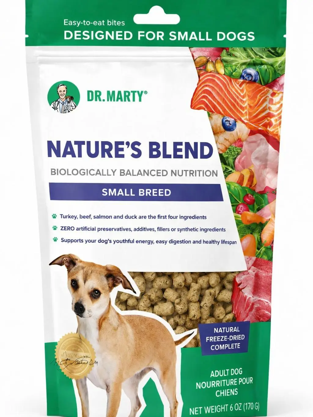 Dr. Marty Nature's Blend Adult Small Breed Freeze-Dried Raw Dog Food 6 oz, 6 Ounce (Pack of 1)