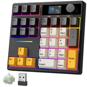 BOYI TD31Pro Gaming Keyboard,Mini Mechanical Numpad,BT5.0/2.4G/Type-C Wireless Numeric Keypad,RGB HotSwap Numpad with Screen&Knob,Gasket Macro Pad Number keypad for Win/Mac