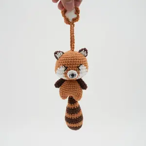 Handmade Crochet Red Panda with hanger, Hand-Knitted with Cotton Yarn