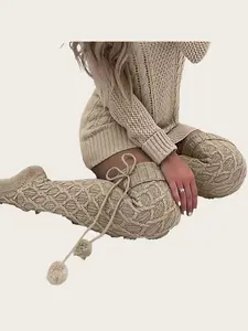 Women's Thick Knit over Knee Socks, Thermal Winter Warm Long Stockings, Casual Fitted Design, Perfect for Students & Daily Wear, Womenswear