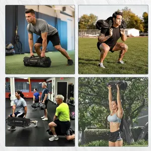 Garvee Adjustable Workout Sandbag - Heavy Duty Fitness Sandbag for Strength Training, Core, and Full-Body Exercises, Unfilled with 125-200 LBS Weight Capacity for Home Gym