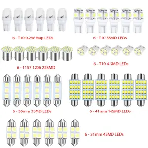 42PCS 6500K Car Interior LED Light Bulbs Kit, White, Map/Dome/Door/Trunk/License Plate Lights, Compatible with Most Vehicles (USA)