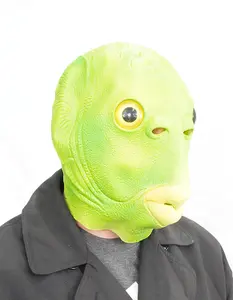 Realistic Fish Mask Funny Latex Costume for Halloween Swamp Monster Cosplay & Social Media Pranks with Bulging Eyes