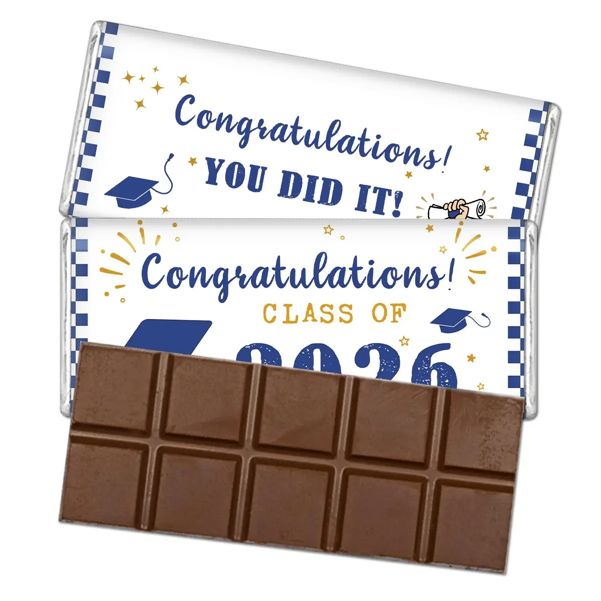 10 Sheets Graduation Chocolate Bar Wrappers, Mini Blue Candy Wrapper, Graduation Party Decor, Graduation Gift, Graduation Supplies