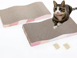 Cardboard Cat Scratcher Set – Wide Reversible Scratch Pads for Indoor Cats, Large Corrugated Design with Catnip (2-Pack)