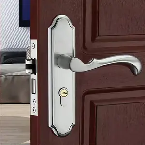 Elegant Stainless Steel Door Lock Set for Indoor Use, Suitable for Bedroom and Interior Doors, Quiet Mechanical Knob with Polished Surface and No Power Needed, Lock Handle