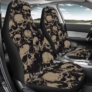 1 Set Skull Pattern Car Seat Protector Universal All-Year, 2pcs High-Back Car Seat Covers, Car Seat Cushions, Universal Fit, Car Decor, Car Seat Decorative, Car Accessories Interior, Machine Washable Polyester, Gift for Friends, Halloween