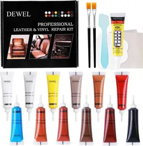 DEWEL Leather Repair Kit, Professional Vinyl Repair Kit for Furniture, Couches, Car Seat and Purse, 12 Colors Advanced Leather Repair Paste, Glue & Tools, Restore Leather Scratch, Tears, Burn Holes
