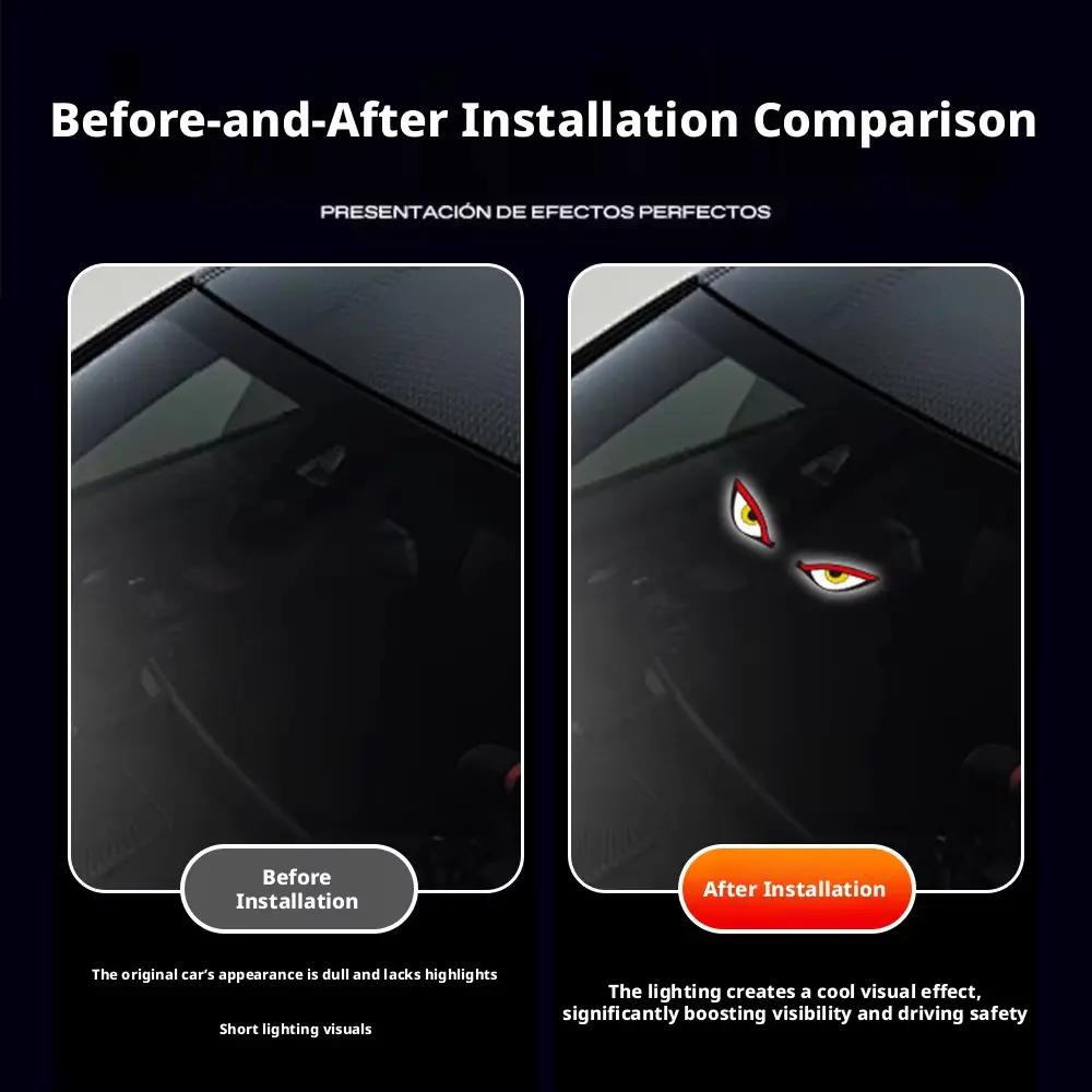 LED Devil Eye Car light Solar Powered Car Neon Light Waterproof Wireless Cool DEMON EYE Led Ambient Light Suction Cup TYPE-C Rechargeable Atmosphere Breathing Lamp Environmentally friendly car decorative lights