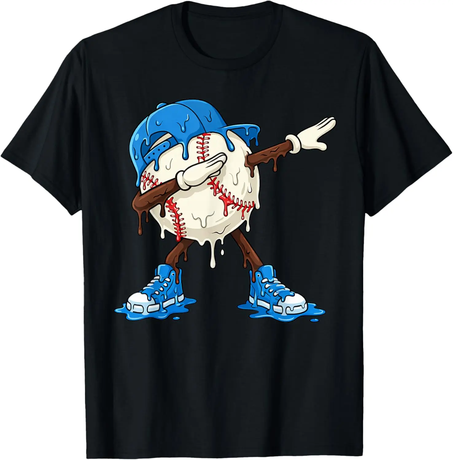 Baseball Ice Cream Drip Apparel Boys Cool Dabbing T-Shirt - Cotton Fabric Youth Boys Girl T-shirt