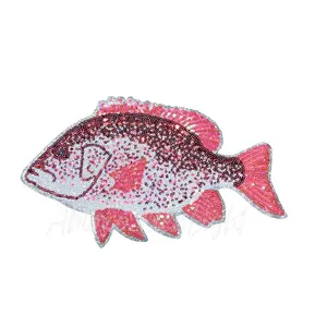 Red Snapper Fish Sequin Patch - Large