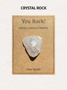 Natural White Quartz Stone, Clear Quartz Stone with Pocket Card, Meditation Stone, Natural Crystal Decoration for Home Office, Gift for Friend