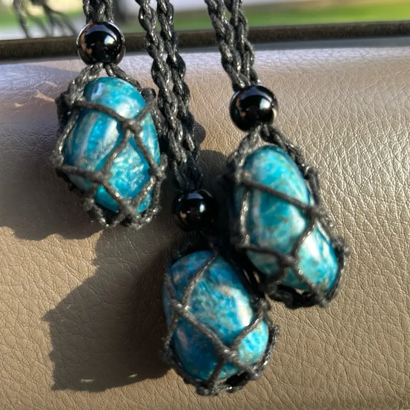 Adjustable Blue Apatite cord necklace