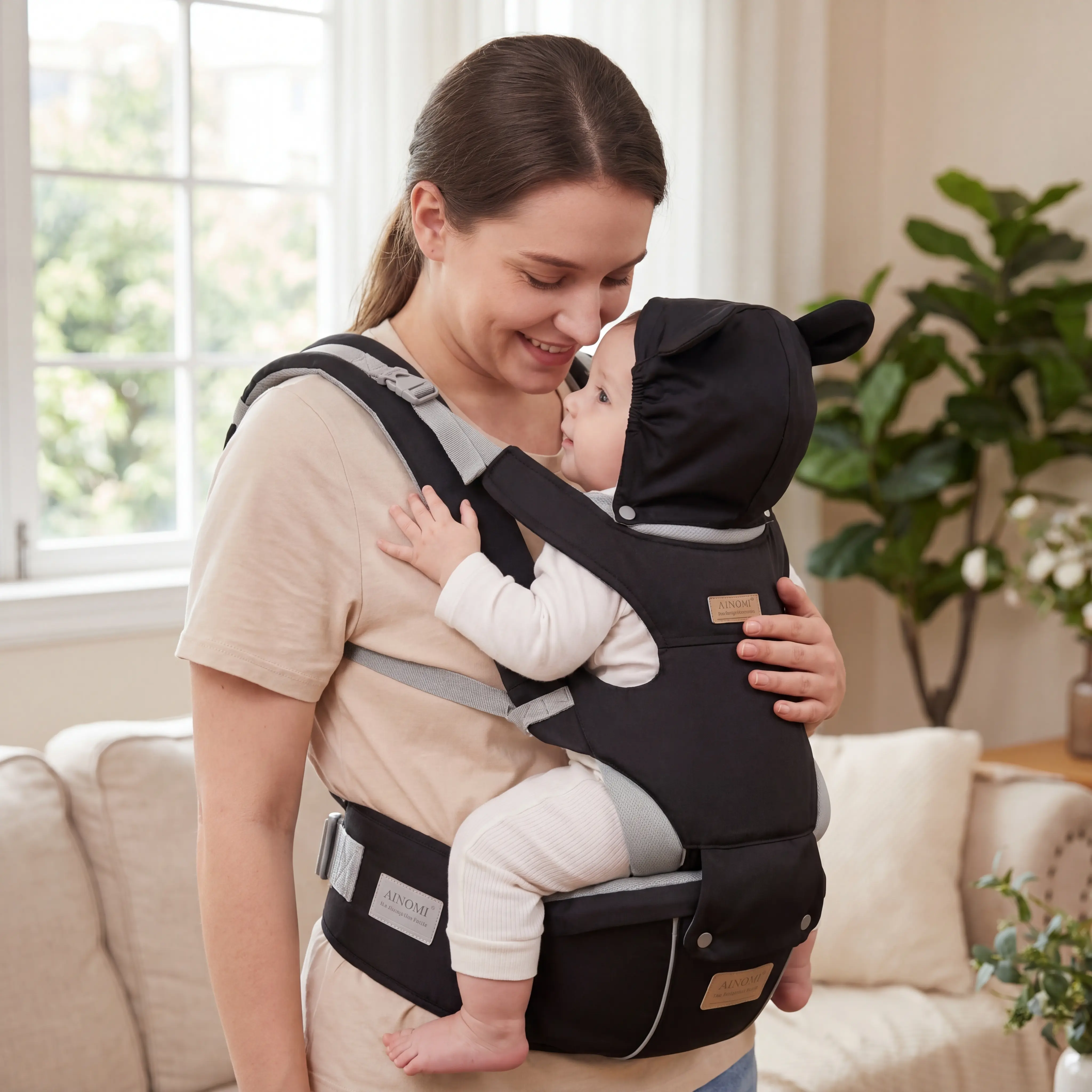 Ergonomic Baby Carrier Adjustable, LightweightHands-Free Carrier, Multi-Position Design, All-Season Fit,Newborn Baby Sling, Hip Seat & Breastfeeding-CompatibleHarness for Postpartum Use， 4 -in-1 baby carrier for newborn to toddler cozy wrap