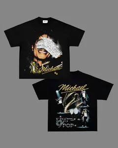 Michael Jackson Sequined Glove Smile and King of Pop Performance, Premium Soft Cotton, Double-Sided Retro Graphic with Dancing Figures, Michael Jackson Superfans and Pop Culture Enthusiasts, Black Oversized T-Shirt