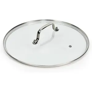 12 IN Glass Lid with Stainless Steel Handle For Frying Pan, Tempered Replacement Cover Compatible For Skillets, Round Cast Iron, Cast Aluminium, Stainless Steel Pans & Pots (297mm-312mm)