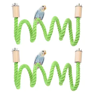 PETAXCELL 2pcs Bird Rope Perch Swing, Stand Rope Perch Standing Pole Accessory Climbing Swing Paw Grinding 47 Inch, (Light Green) Intended for Parrot / Parakeet / Budgies / Cockatiels