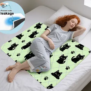 Waterproof Mattress Protector with Cat Paw Print, Reusable and Washable, Suitable for Bedroom, Sofa, Pet Bed, Hygienic and Leak-Proof