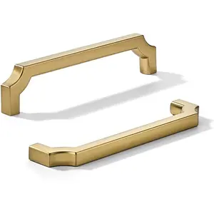2-Pack 5 Inch Square Champagne Bronze Cabinet Pulls, Honey Bronze Solid Zinc Alloy Heavy-Duty Handles for Kitchen/Bathroom Cabinets, Drawers & Cupboards (5 Inch Center to Center)