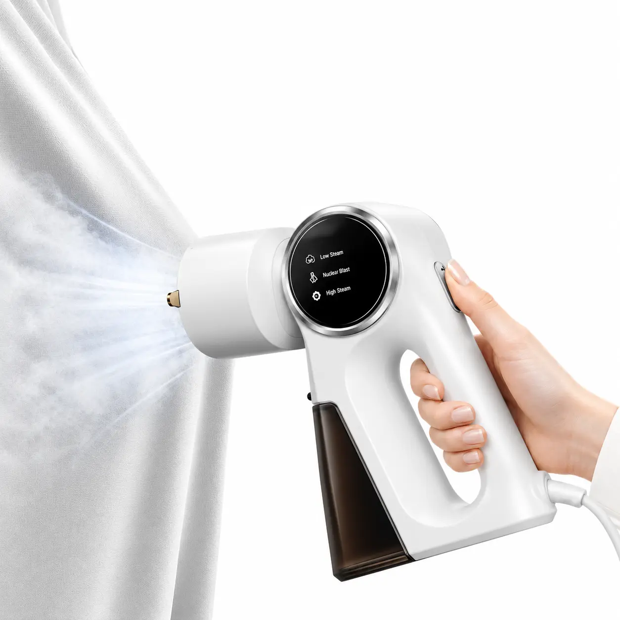 Portable Garment Suction Vacuum Self-Standing Steamer for Clothes, 6000Pa Suction for Fabric Grip, Home&Travel Clothing Steamer Iron, 3+3 Levels with button-control & LED Display, 30s Fast Heating, No-Leak Handheld Travel Steamer for 6+ Fabrics(110-240V)