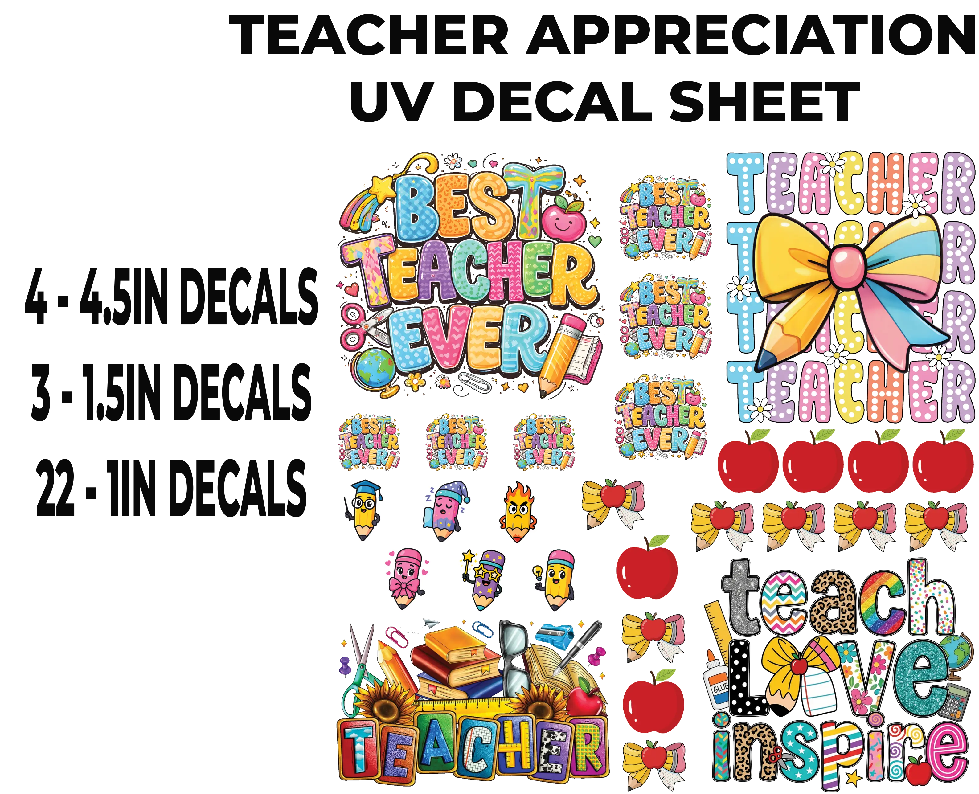 TEACHER APPRECIATION UV DECAL SHEET