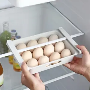 2-Pack Stackable Refrigerator Drawer Organizer Bins, Pull-Out Fridge Storage Containers for Eggs, Fruits & Vegetables, BPA-Free PP Plastic Kitchen Accessories for Pantry, Freezer & Cabinet
