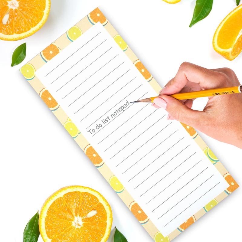 4 Pack Magnetic Notepads for Refrigerator, Fruit Design Grocery List Pad for Fridge, Full Magnet Back Shopping Lists, 50 Sheets Per Note Pads