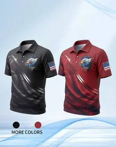 Men's Patriotic Eagle Polo Shirt - 250th Anniversary American Flag Menswear Casual Short-Sleeve Collared Top
