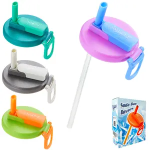 4-Pack 4 Color Soda Can Lids with Straw BPA-Free Reusable Silicone Covers Fits Standard Canned Beverage Beer Juice Seltzer Color Mixture Drinkware Lid Drink Protectors Drink Carrier In Cupholder tik tok shop carrier drink bags