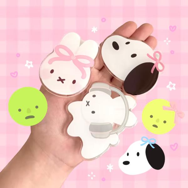 Acrylic Griptoks - Nostalgic Characters Phone Grip, Magnetic Grip Cute Holiday Magnetic Grip, Festive Ghost PopSocket, Perfect Christmas Gifts