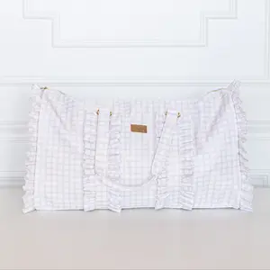 Nude Plaid Ruffled Nylon Weekender