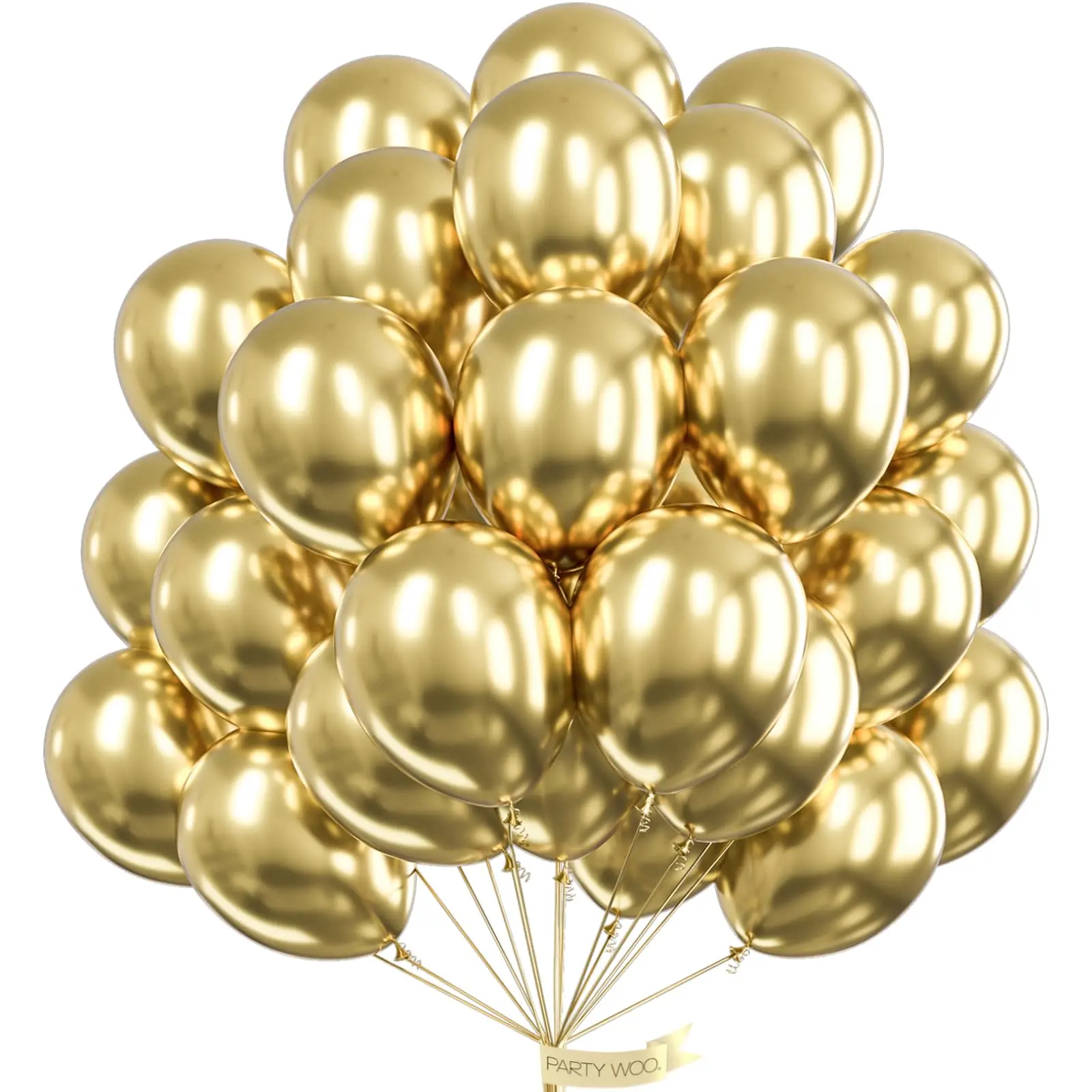 PartyWoo Metallic Gold Balloons 50pcs 12 Inch Chrome Gold Latex Helium Balloons for Birthday Graduation Baby Shower Anniversary Wedding Bachelorette Christmas New Year Party Decorations Gold-G129