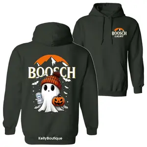 Halloween Boosch Cute Boo Boo Ghost Pumpkin Hoodie, Trendy Halloween Costume Spooky Season 2 Sided Graphic Design Unisex Cotton Pullover Hoodie for Women for Men Womenswear Menswear（gift）