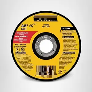 4-1/2 Inch Cut-Off Wheel, Angle Grinder Cutting Disc, Aluminum Oxide Grit, General Purpose, Black, Yellow, 5-Pack