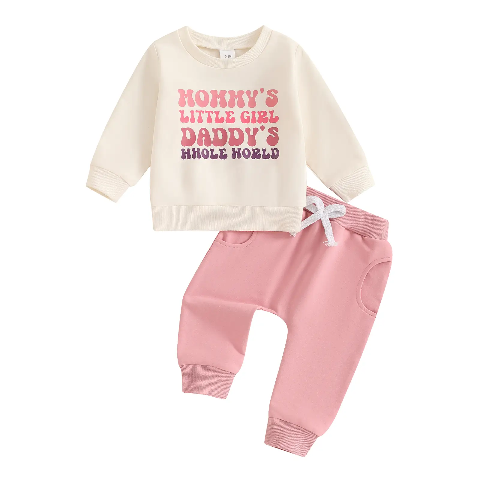 Toddler Baby Girl Fall Clothes Infant Outfit Letter Print Long Sleeve Pullover Sweatshirts and Jogger Pants Set
