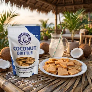 Granny's Confections Handmade Vanilla Coconut Brittle Natural Snack Sweet Treat - 6oz Bag, Gluten-Free, Made in USA Michigan, No Artificial Flavors/Colors, Organic Coconut, Traditional Family Recipe, Baking Soda