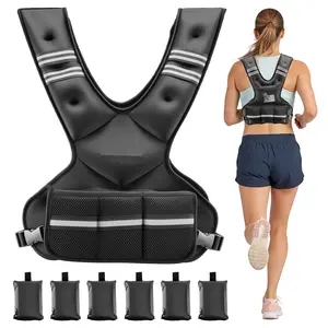 Adjustable Weighted Vest For Running And Training, 20-32 Lbs Total Weight, X-Shape Front Design, Includes 6 Removable Weight Packs, Reflective Stripe For Night Workouts, Men And Women Fitness Vest, Gym Exercise Gear