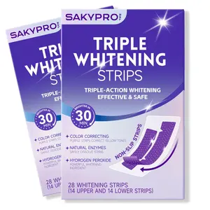 【SAKYPRORAL】Purple Whitening Strips, Pack of 2, 28-Days Treatment, 90-Day Long-Lasting Results, Enamel Safe & Low-Sensitivity