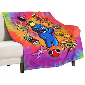 Anime RainBow Friends Throw Blankets Soft Plush Flannel Fleece Warm Blanket for Sofa Bed for Gift