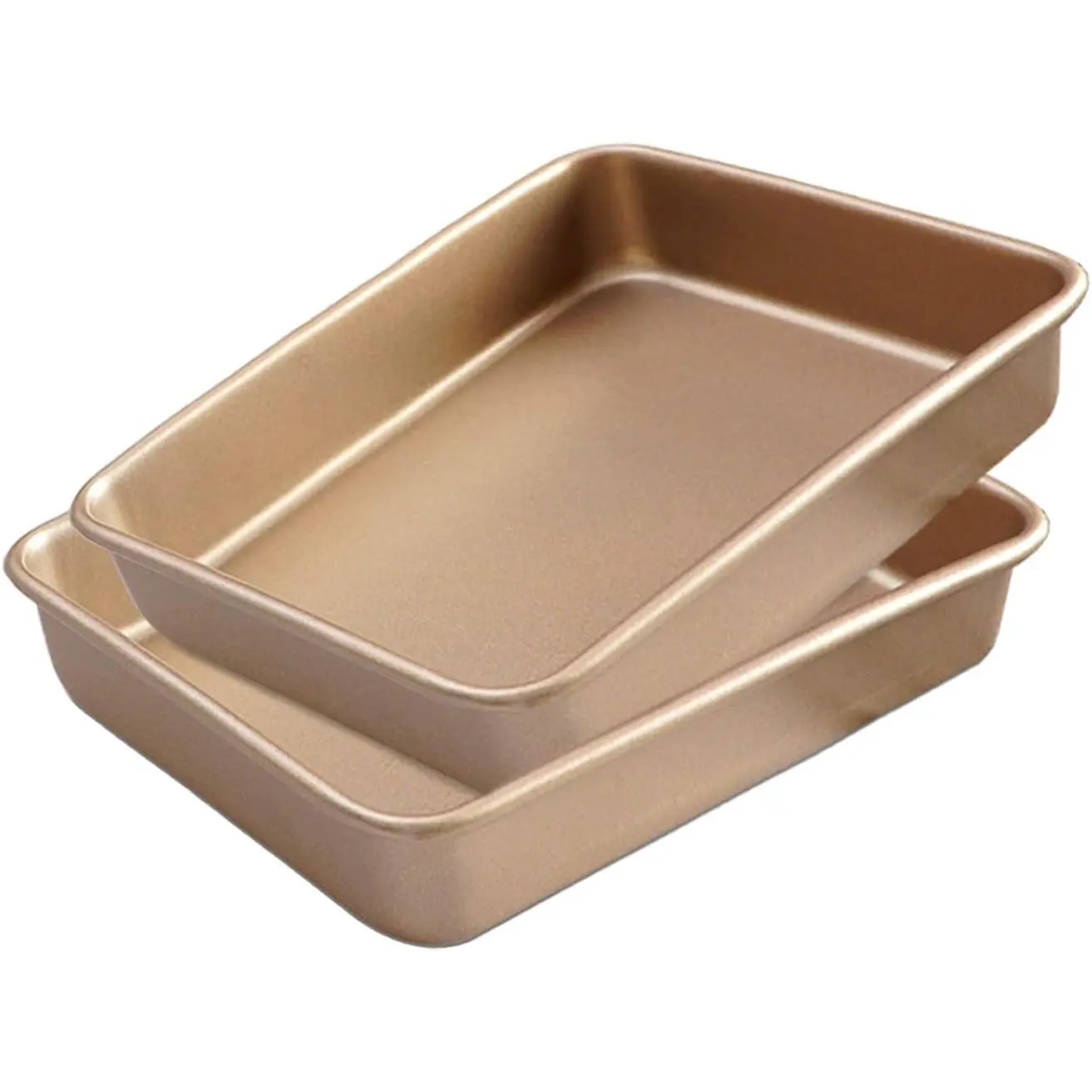 2 Pack Baking Sheet Pans, Deep Size Baking Pan Nonstick Cookie Sheet Brownie Cake Pan Bread Pan Toaster Oven Tray Bakeware, 8.6 x 6.6 x 1.7 Inches