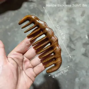 Natural Sandalwood Combs Solid Wood Carving Comb Anti-Static Beard Comb Handicraft Hair Styling Wide Tooth and Narrow Tooth Gift