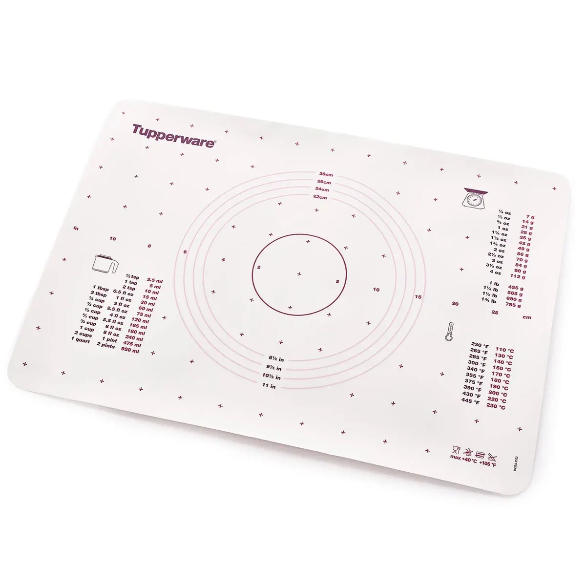 Tupperware Pastry Sheet Non-Slip Mat with Measuring Guides Baking Tools Bakeware Smooth Surface Flexible Reusable Eco-Friendly