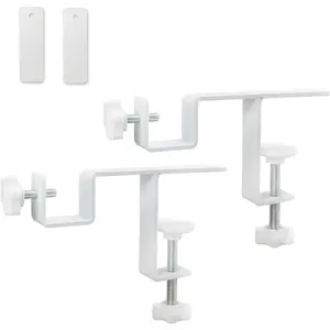 Curtain Rod Set 0.8-2.3 Inch Wide Track, External Available 0.8-4 Inch, No Drilling Tool-Free, With Magnetic Curtain Hooks, White 2 Pieces